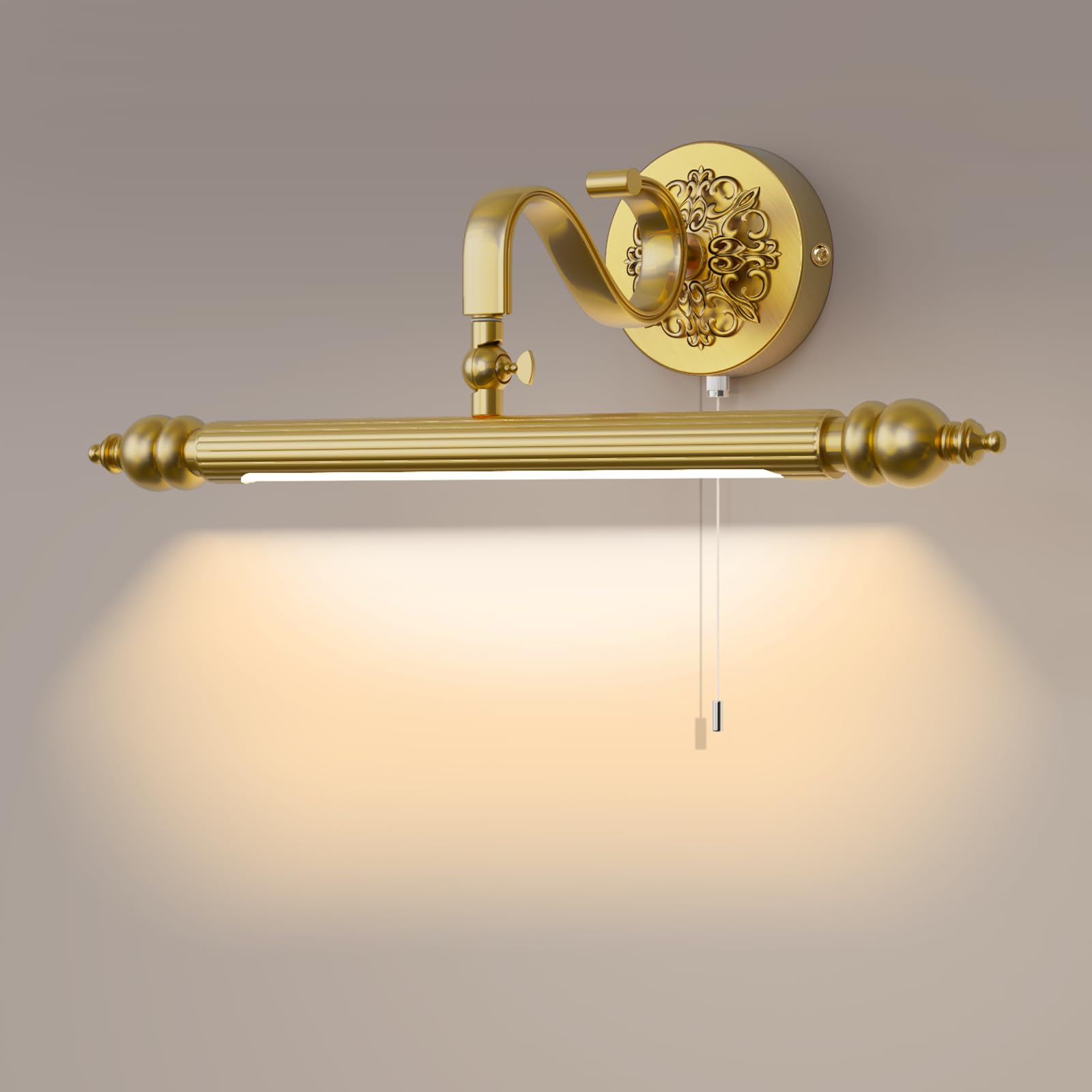 LANMOU Spiegellampe Bad, Vintage LED Spiegelleuchte für Badezimmer Einstellbar Retro Wandleuchte Antik Metall Schminklicht Spiegelschrank Schminktisch Spiegellicht Warmweiß Licht 51cm