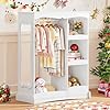   Kids-Dress-Up-Storage-with-Flower-Mirror-Open-Hanging-Closet-Wardrobe-for-Children-Kids-Armoire-Costume-Organizer-for-Bedroom-PlayroomWhite