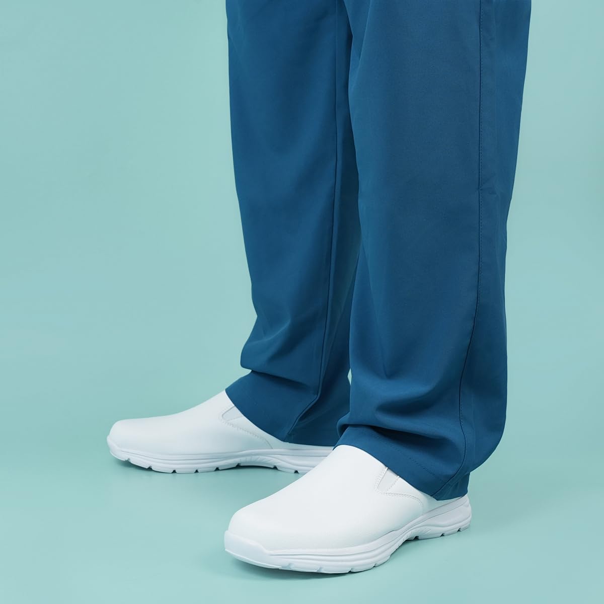 Hawkwell Men's Slip on Lightweight Slip Resistant Comfort Nursing Shoes,White Synthetic,10 M US