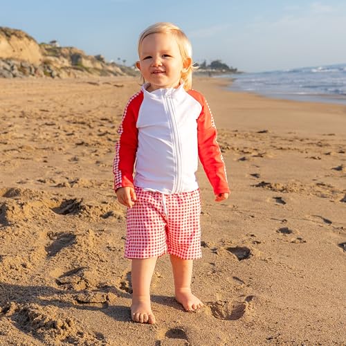 Image of SwimZip Boys' Long Sleeve Rash Guard & Swim Shorts Set - UPF 50+ Sun Protection
