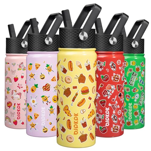 Image of BJPKPK Insulated Water Bottle, 18oz Stainless Steel with Straw Lid