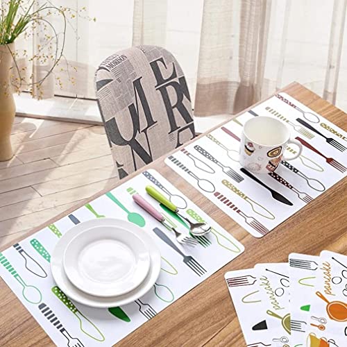 Image of YELONA Rectangular PVC Vinyl Non-Slip Insulation Heat-Resistant & Waterproof Stain Resistant Washable Placemat for Dining & Kitchen Table-(White & Maroon,Set of 8)
