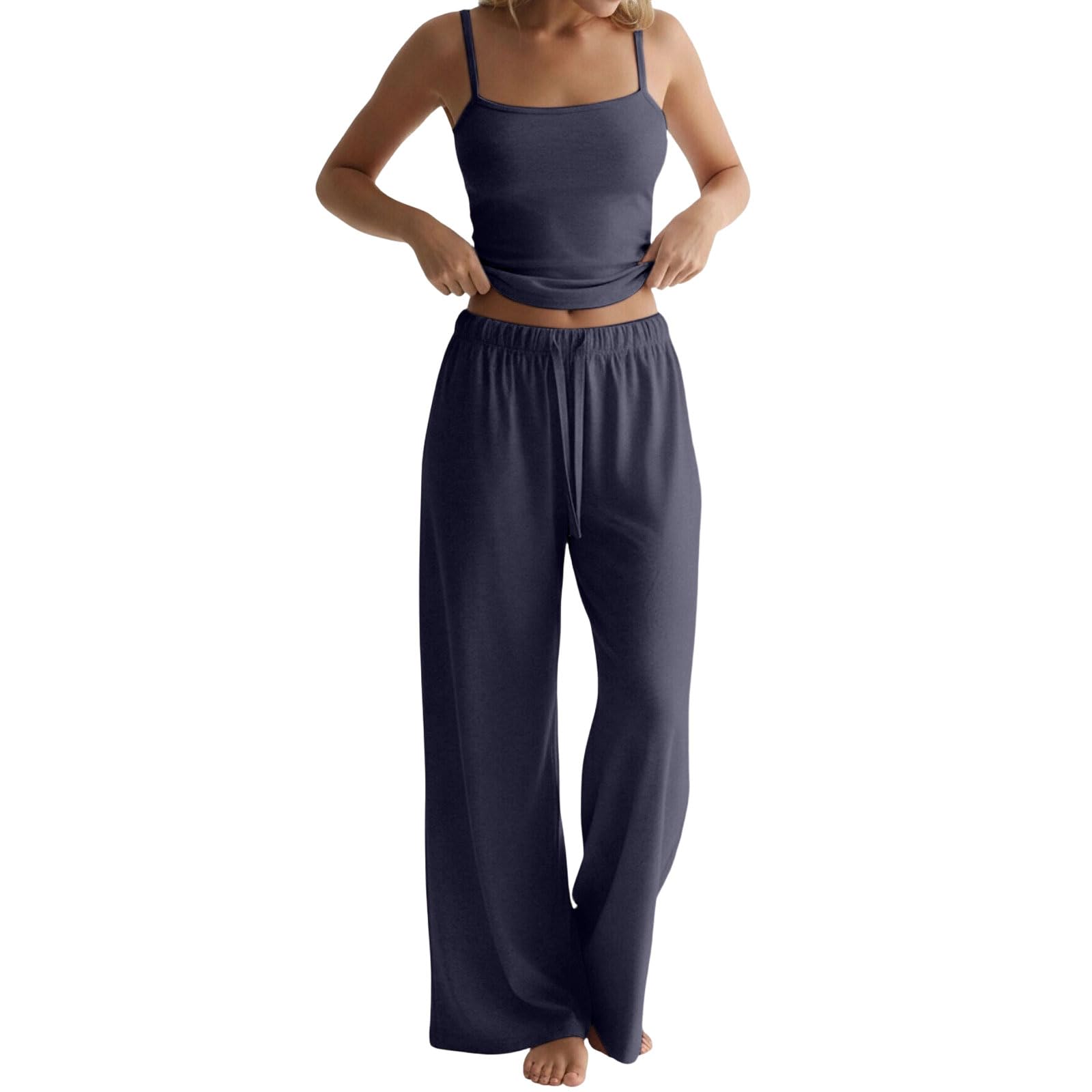 Ensemble de survêtement jambes larges en maille d'automne fluide - 8