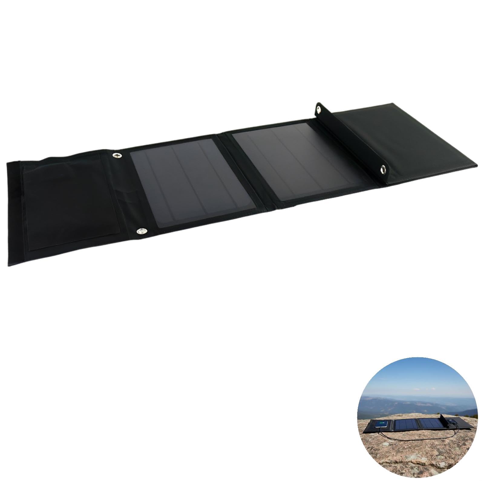 Chargeur solaire pliable 28 W pour téléphones portables et tablettes, panneau photovoltaïque portable en silicone monocristallin pour le camping et la randonnée en plein air
