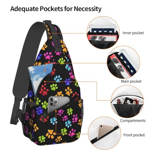 Cute Dog Paw Sling Crossbody Backpack Adjustable Shoulder Bag Strap for Hiking,Walking,Biking,Cycling4