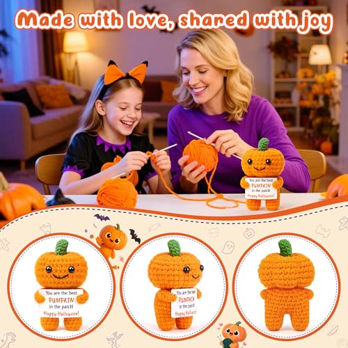 Funny Mini Pumpkin Halloween Decorations Gifts Halloween Basket Stuffers Party Favors for Teen Girl Boy Kid, Happy for Friend Coworker Women Men, Handmade Crochet Pumpkin Decor - Image 4