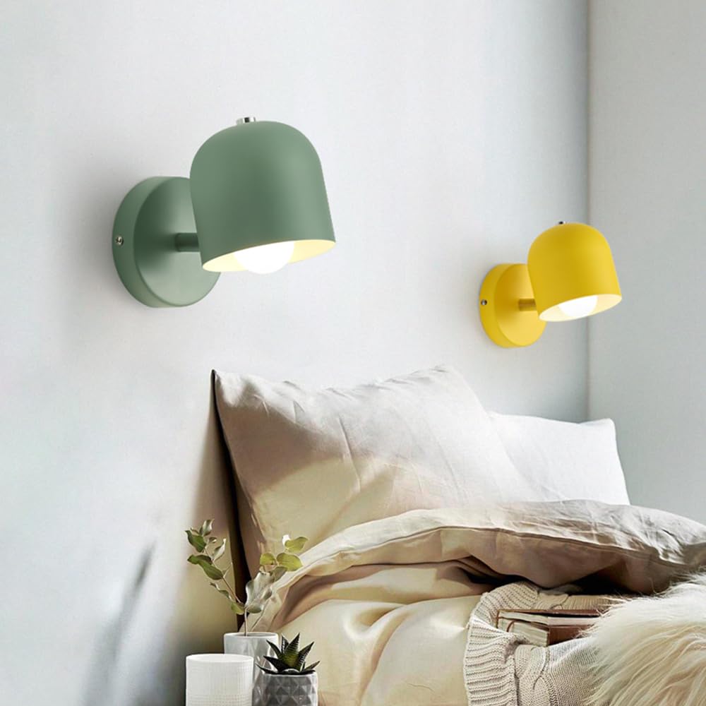 Faretto da Parete, compatibile con lampadina E27 da max. 60 Watt, Stile Moderno ed Elegante, Lampada da muro per Soggiorno e Camera da letto Corridoio,Senza Lampadina (Verde)
