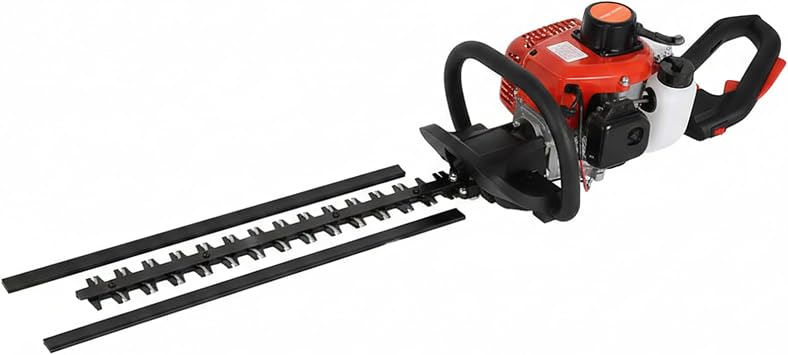 26cc Gas Powered Hedge Trimmer, 24-Inch Dual-Sided Blade Gasoline Hedge Clippers, 2-Cycle Air Cooled Engine, 1-Inch Cutting Capacity for Yard and Garden Shrub Trimming Red