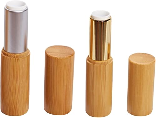 2pcs Bamboo Lipstick Tubes for Women Empty Lip Gloss Containers Rustic Lip Balm Storage Diameter