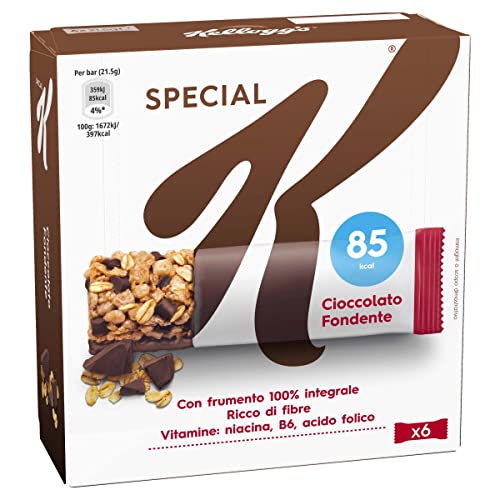 Kellogg's Special K Barrita | Sabor chocolate negro | crujientes copos multicereales con deliciosos rizos de chocolate | trigo 100% integral | 6 barras de 21,5 g (paquete de 129 g)