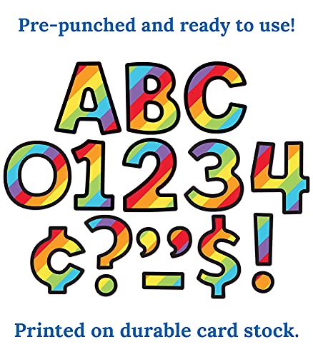 Image of Carson Dellosa 219-Piece Rainbow Cutout Letters, 4 inch Colorful Upper and Lowercase Alphabet, Numbers, Punctuation, and Symbols for Bulletin Board, Posterboard, Party, and Classroom Decor