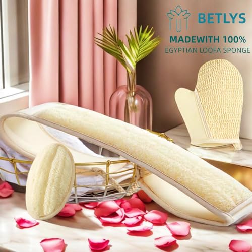 Natural Loofah Sponge Exfoliating Body Scrubber, Loofa Back Scrubber for Shower Set for Men and Women (3 Pack), Luffa Sponge Pads & Exfoliating Glove Deep Clean & Invigorate Your Skin, Yellow - Image 3