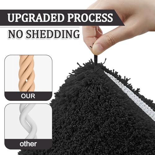 PROOVEELLY Black Bathroom Rugs 45.6"x29.9", Extra Soft Absorbent Thick Shaggy Bath Rugs, - image 4