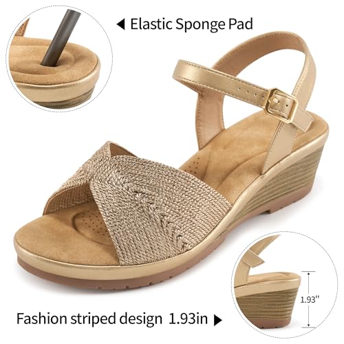 HARENCE Wedge Sandals for Women Dressy: Comfortable Open Toe Low Platform Wedges Sandal Casual Summer Wedding Shoes4