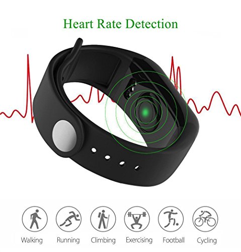 Fitness Tracker with Replacement Band Waterproof Heart Rate Monitor Call Remind Wireless Pedometer Activity Tracker for Women, and Men (Black + Blue Band) - Thumbnail 6