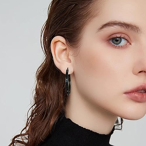 2 Inch Large Hoop Earrings for Women Stainless Steel Hypoallergenic Big Hoop Earrings Cubic Zircon Hoops Rhinestone Inside-Out Crystal Ear Ring Jewelry Gifts for Sensitive Ears 50mm2