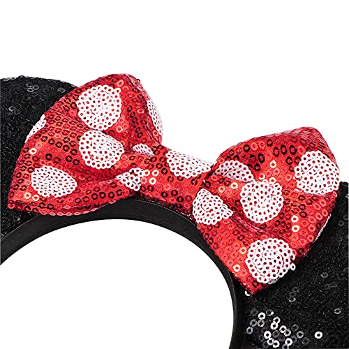 Image of FANYITY Mouse Ears, Sequin Sparkle Cosplay Mouse Ears Headband for Boys Girls Women halloween&Disney Trip (TXXRD-W)