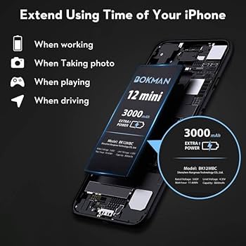 Amazon | bokman- iPhone 12mini バッテリー 大容量 0サイクル