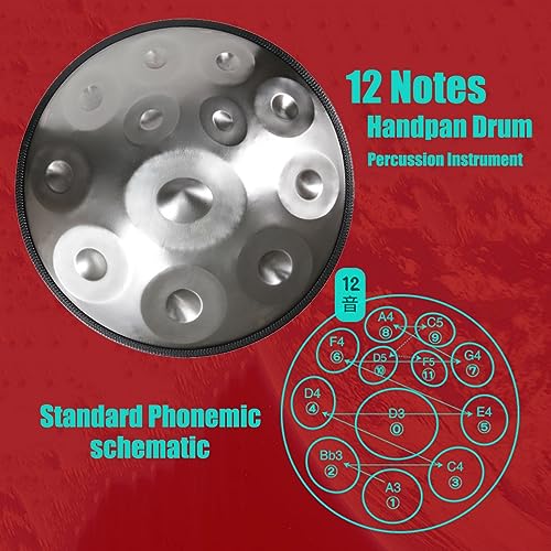 Handpan drum 12 notas acero 22 pulgadas tono D menor miniatura 6