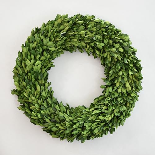 Birbird Decor Preserved Boxwood Wreath 18 Inch Real Greenery Spring Summer & Year-Round Indoor Dcor Farmhouse Wall & Mantel Fade-Resistant
