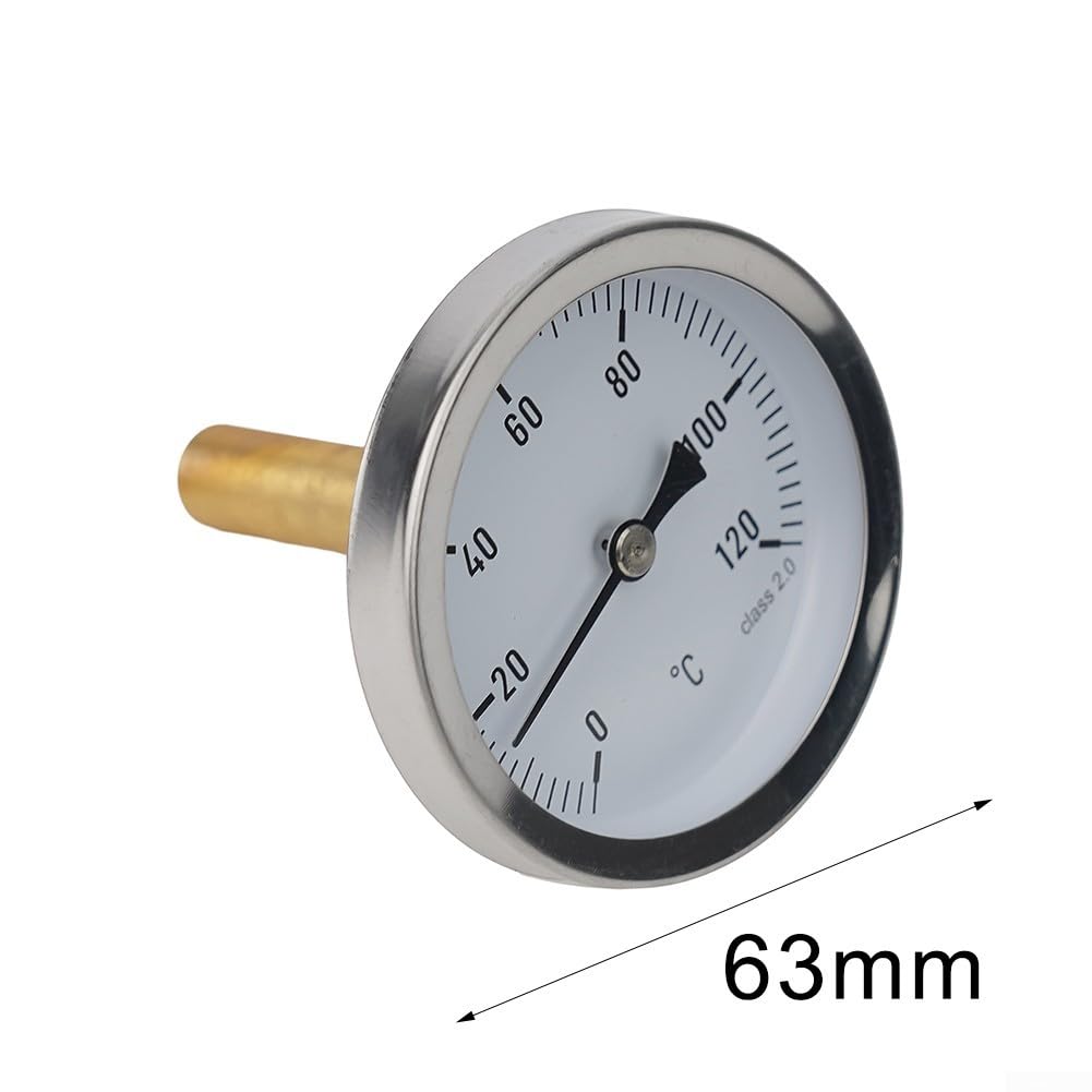 Termometro a quadrante con sensore in ottone e tubo capillare da 100 cm, calibro analogico da 0 a 120 °C per una misurazione accurata della temperatura di acqua, olio o liquidi nel