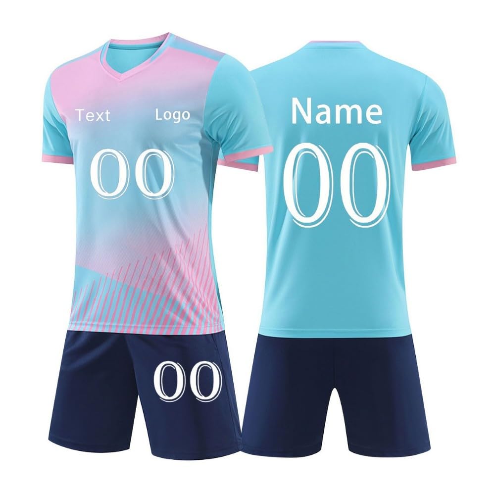 Maillot de Foot Enfant Personnalisé avec Nom Numéro Logo Ensemble Short Tee Shirt Homme Garçon Maillot Personnalisable Tenues de Sport Survetement Foot Enfant Vetements Running T Shirt Personnalisé