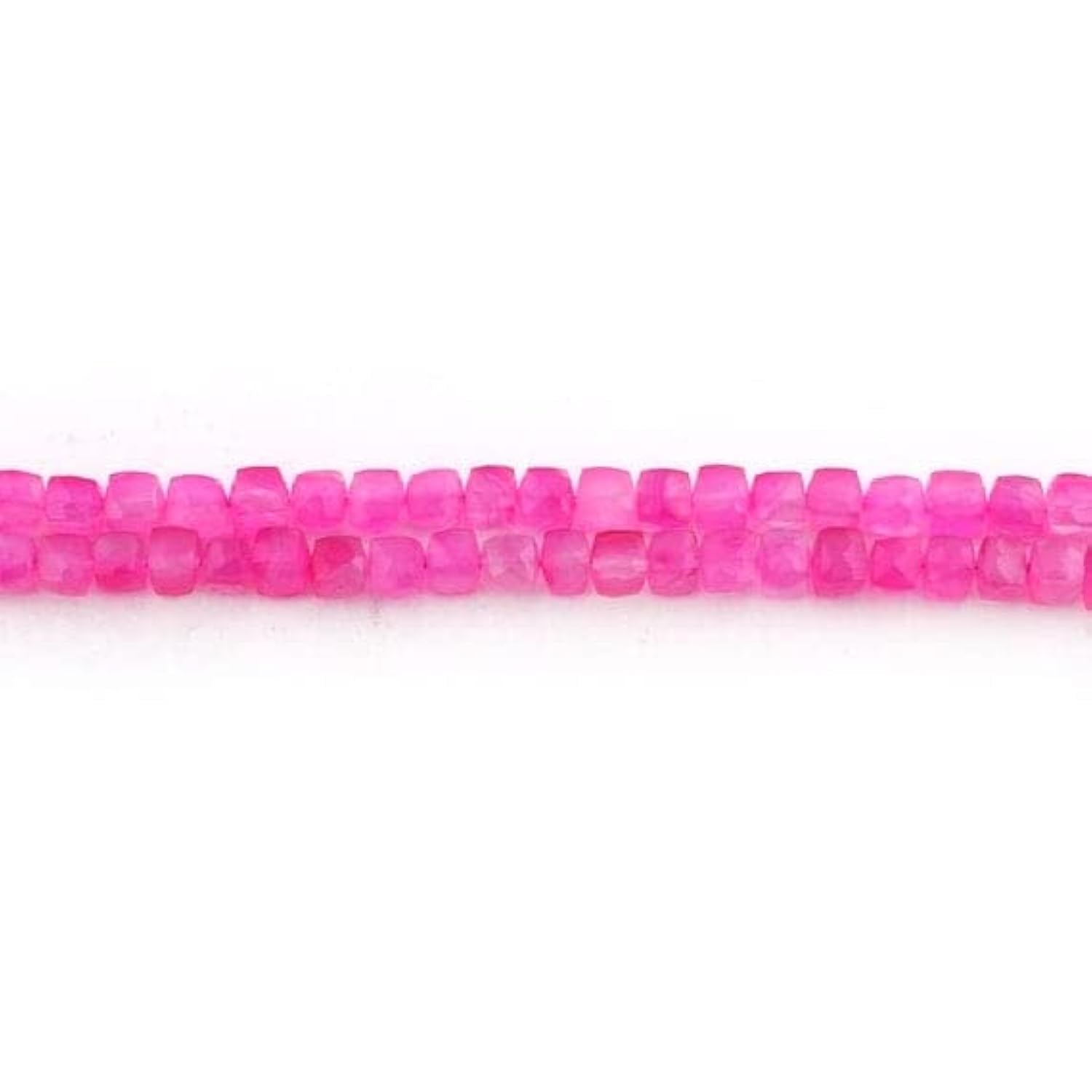Perles cubes en calcédoine rose naturelle taillée pour bijoux haute joaillerie, fil de 20cm