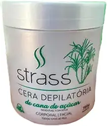 Cera vegana hidrossolúvel strass 750 g com 100 espátulas de madeira para depilação facial e corporal