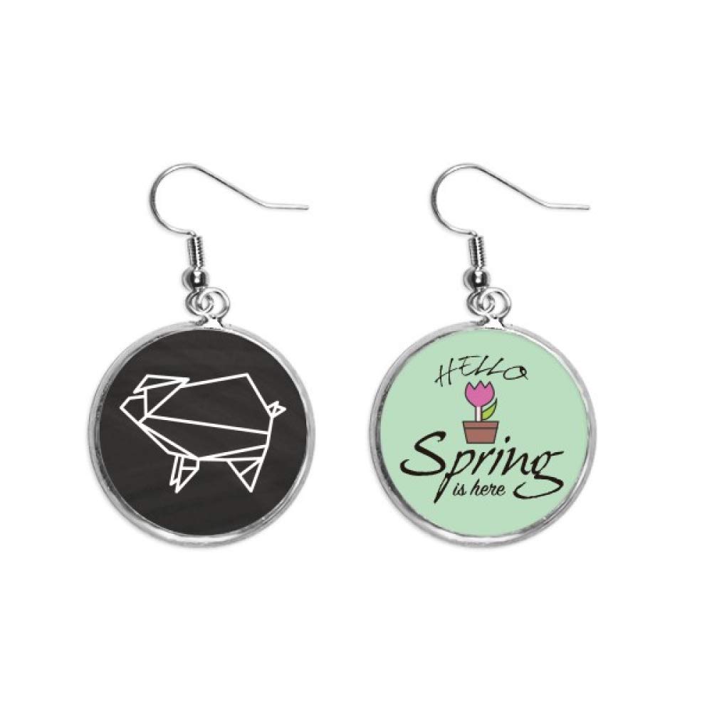 Pendientes de cerdo origami geométrico en plata para mujer de primavera 5