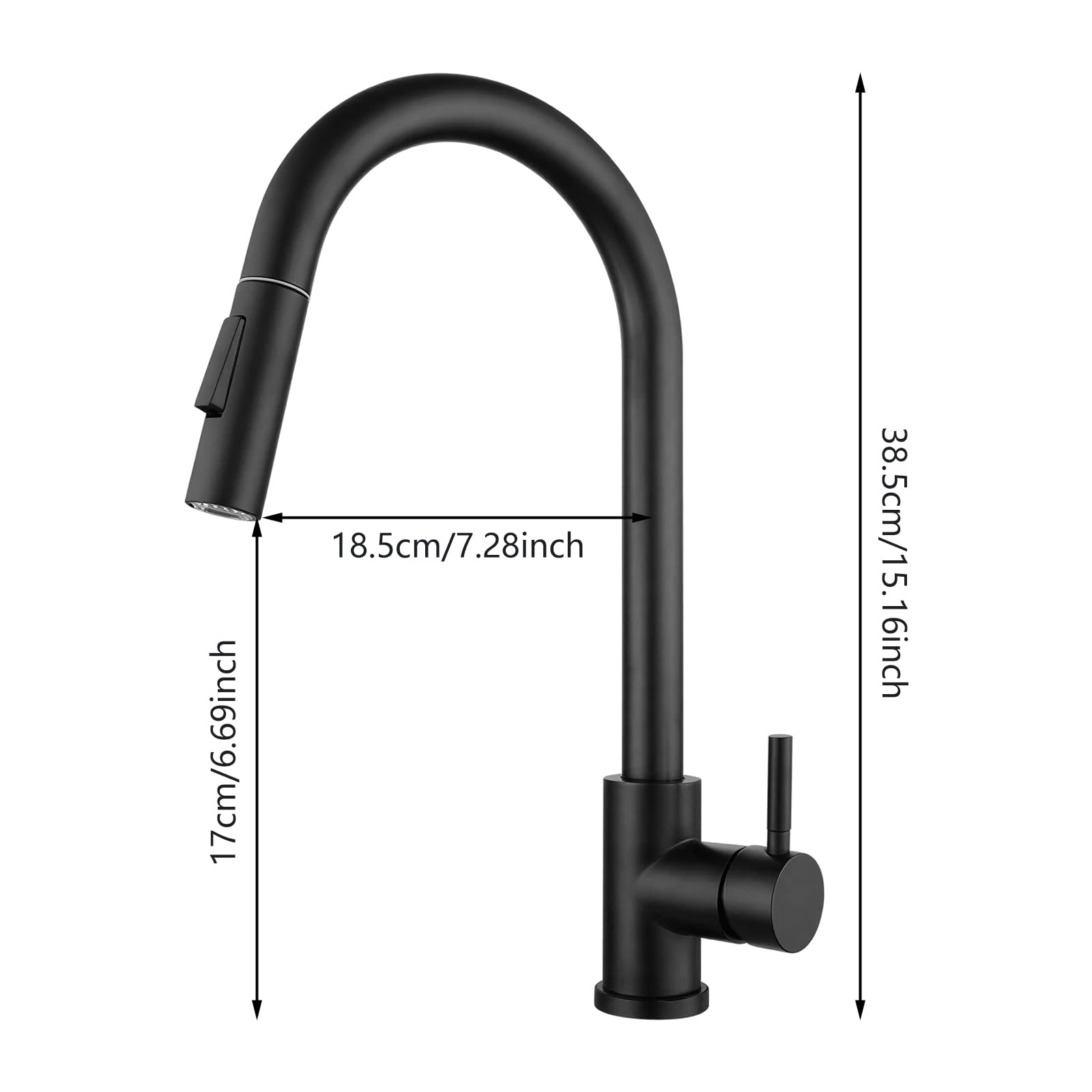 Grifo de cocina de acero inoxidable 304, extensible, giratorio 360 grados