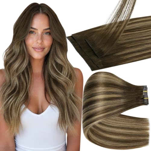 Image of Full Shine Invisi Edge Clip in Hair Extensions, Balayage, 22 Inch