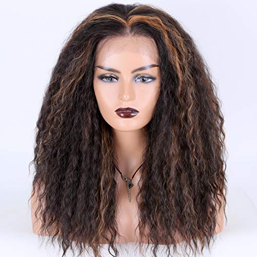 Miss Diva Long Curly Wigs Synthetic Lace Front Wigs For Women 18” Imported HD Lace Plus Super Natural W-shaped Hairline