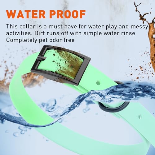 Image of Dogline Biothane Waterproof Dog Collar Strong Coated Nylon Webbing with Black Hardware Odor- Proof for Easy Care Easy to Clean High Performance Fits Small Medium or Large Dogs, Sea Foam Green