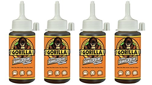 Gorilla Original Waterproof Polyurethane Glue, 4 ounce Bottle, Brown, (Pack of 4)