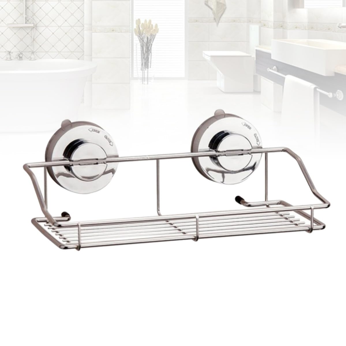 VALICLUD Estante de Baño Súper Succión y Diseño Moderno Organizador de Baño de Metal sin Taladro Cesta de Ducha Resistente y Habitación
