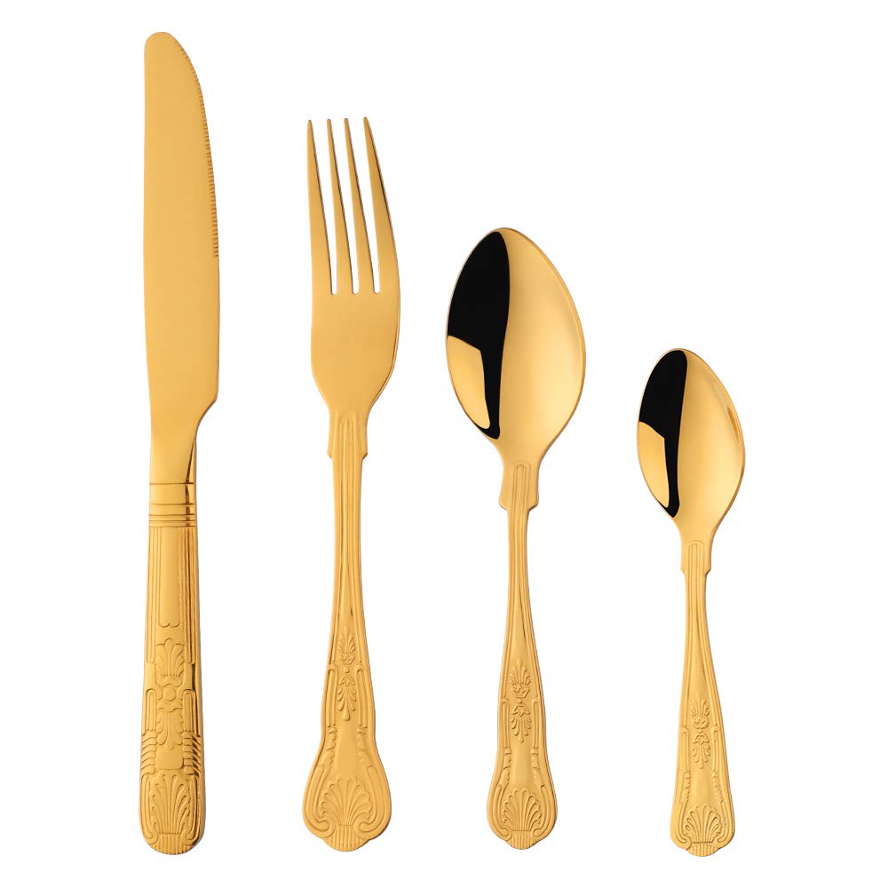 Set di posate in acciaio inossidabile oro 24 pezzi con forchetta con cucchiaio d