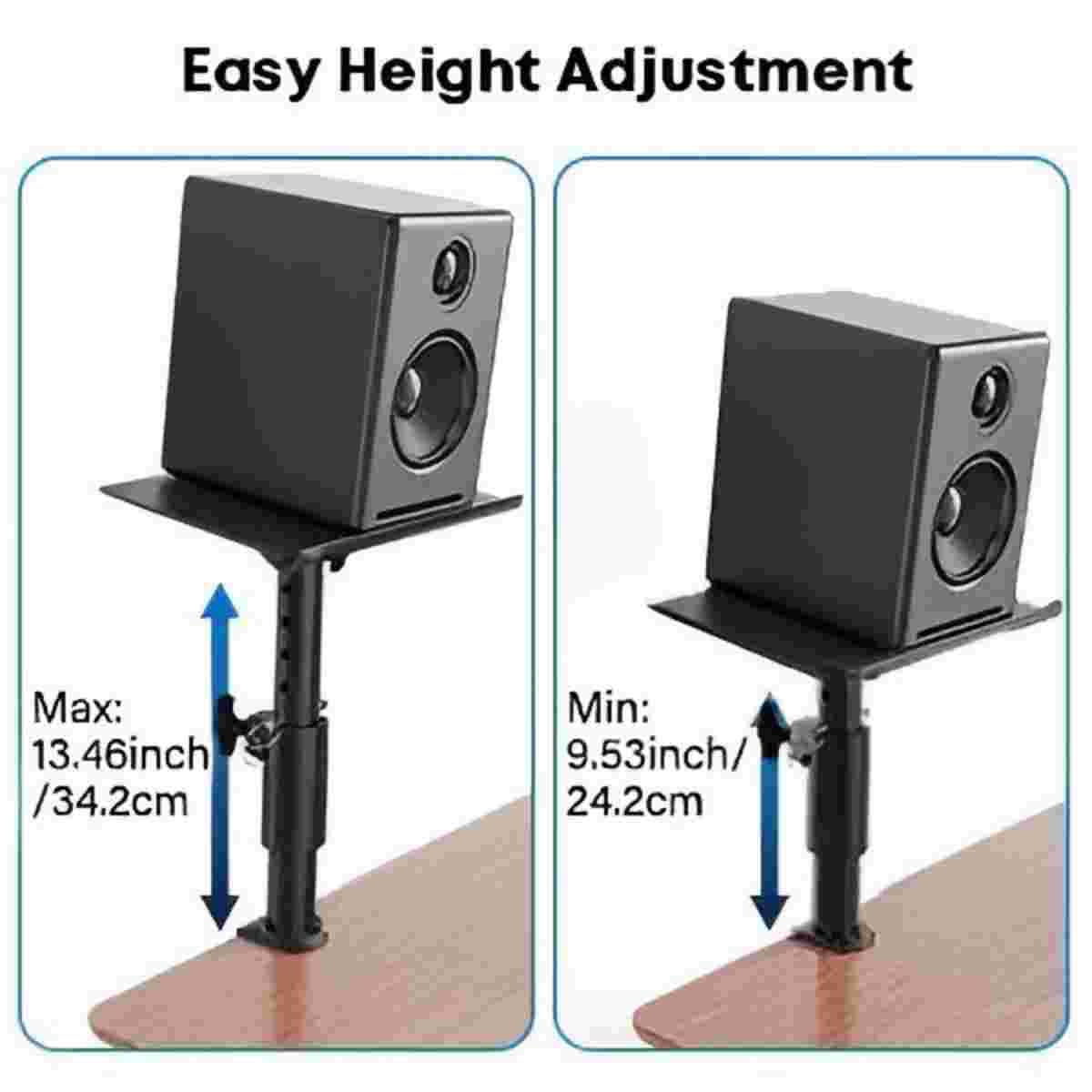 Paire Statifs de Table avec Pince pour Haut-parleurs,Support de Table Enceintes de Monitoring Studio, Enceinte jusqu'à 30kg,Black