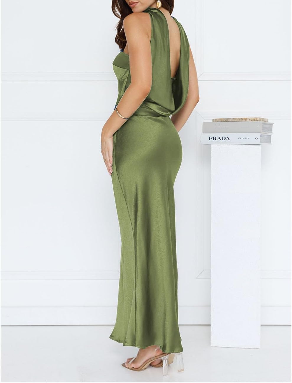 Women's Summer Satin Strapless Tube Top Maxi Dress Elegant Silk Backless Halter Neck Formal Party Dresses Wedding Guest - Image 4