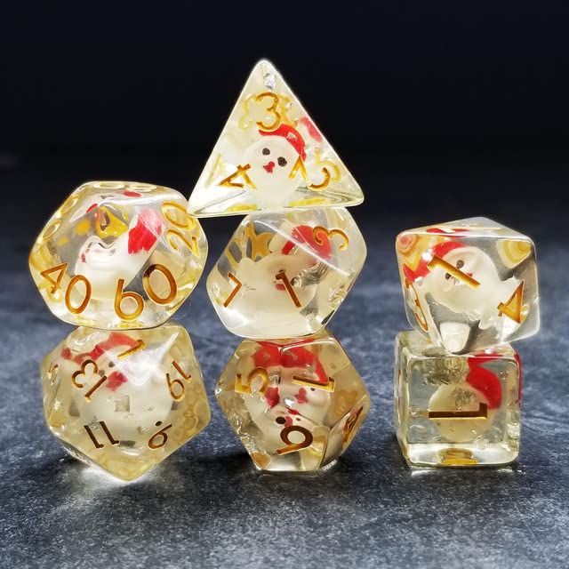 Sage's Portal Familiars and Reagents Resin DND Dice Set Polyhedral Dice Set for Dungeons and Dragons RPG Tabletop TTRPG (Jolly Santa)
