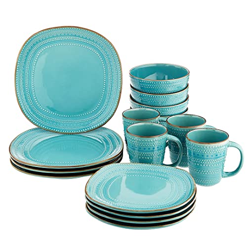 American Atelier Round Dinnerware Set | 16-Piece Stoneware Modern Plates & Bowls Sets | Gift Set Includes Dinner Plates, Salad Plates, Bowls, Mugs -Stoneware Dinnerware Set #TOP9