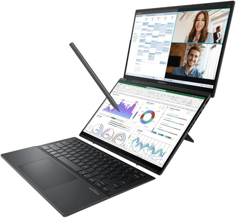 Image of ASUS Zenbook Duo ux8406 AI Powered 2-in-1 Laptop 14.0 inch Touchscreen OLED 3K 120Hz Display (Intel Ultra 9-285H, 32GB LPDDR5X, 2TB PCIe SSD, Backlit KB, Active Pen, Win 11 Home) w /DKZ USB Port Expander