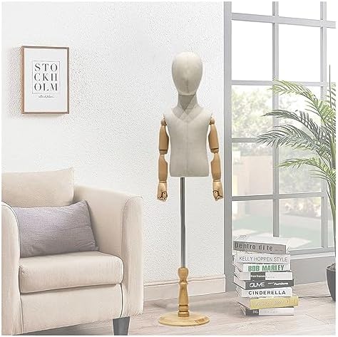 Adjustable Kid Dress Form Mannequin – Toddler Clothing Display Torso with Wooden Base, Perfect for Studio, Window, Counter – Height Adjustable (A, 135#)