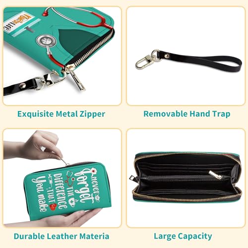 Nurse Gifts - Mothers Day, Birthday Gifts for Nurses - Nurses Week Gifts - Nurse Gifts for Women - Nursing Appreciation Gifts - Nurse Scrub Purse - Leather Long Wallet for Work, Travel3