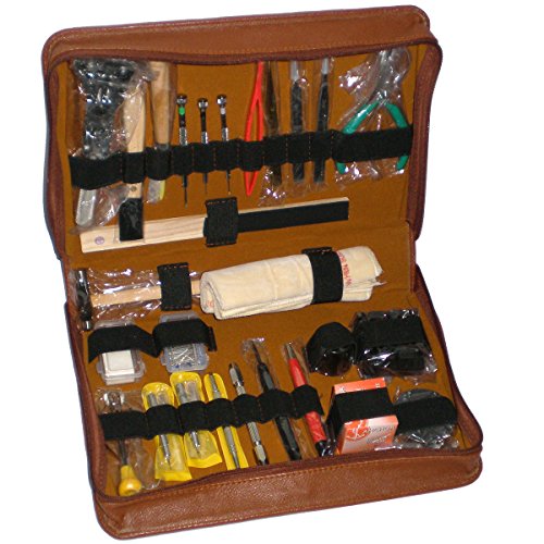 Preisvergleich Produktbild Großes Werkzeugset EXQUISITE mit braunem PU-Leder-Etui