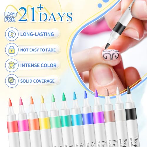 Image of CAHIUYOA 24 Nail Art Pens for Painting Nails,3D Nail Art Markers