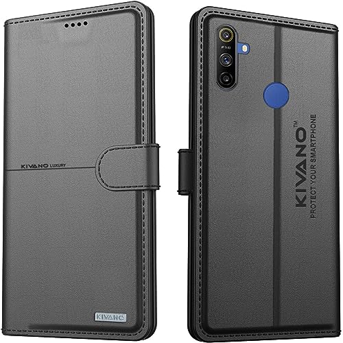 Image of Kivano Compatible With Realme Narzo 10A / Realme 5 / Realme 5s / Realme 10 / Realme Narzo 20A Flip Cover | Leather Finish | Inside Pockets & Inbuilt Stand | Shockproof Wallet Style Magnetic Closure
