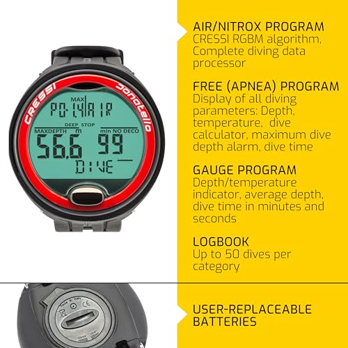 Image of Cressi Donatello Dive Watch, Dive Computer, Single Button, Black /Blue