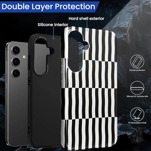 Coque hybride double couche Samsung S24 FE au graphisme rayures HL2
