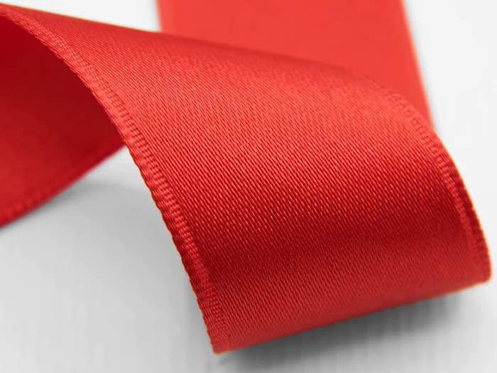 Nastro Doppio Raso, Tessuto Italiano - Corallo, 10 mm x 100