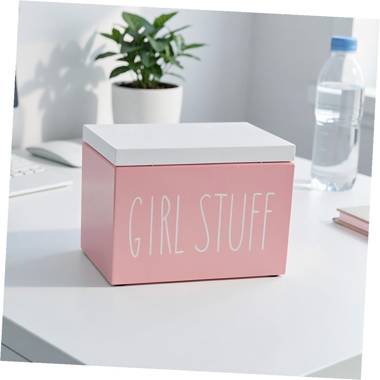 Beaupretty 2 Stück Holz Tamponbehälter mit Deckel, Rosa, für Badezimmer